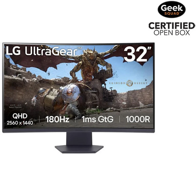 Boîte ouverte - Moniteur de jeu incurvé AV DEL QHD 1440p 180 Hz 1 ms GTG FreeSync UltraGear 32 po de LG (32GS60QX-B) - Gris violet