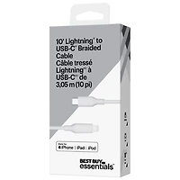 Câble tissé USB-C à Lightning de 3 m (9,8 pi) de Best Buy Essentials (BE-MCA10CLW-C) - Exclusivité Best Buy