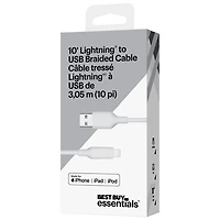 Câble tissé USB-A à Lightning de 3 m (9,8 pi) de Best Buy Essentials (BE-MCA10ALW-C) - Exclusivité Best Buy