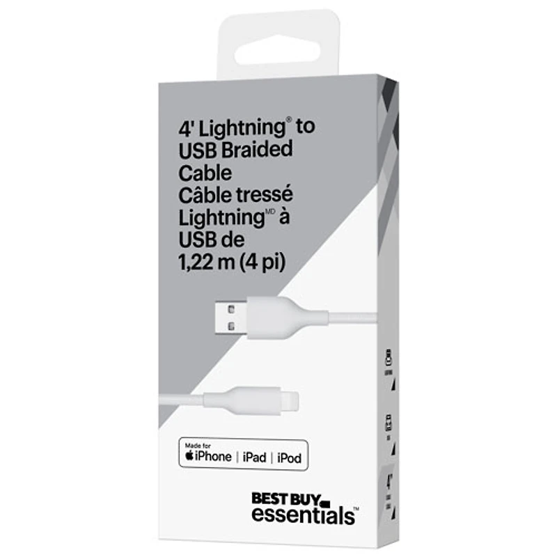 Câble tissé USB-A à Lightning de 1,2 m (3,9 pi) de Best Buy Essentials (BE-MCA4ALW-C) - Exclusivité Best Buy
