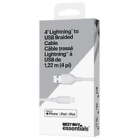 Câble tissé USB-A à Lightning de 1,2 m (3,9 pi) de Best Buy Essentials (BE-MCA4ALW-C) - Exclusivité Best Buy