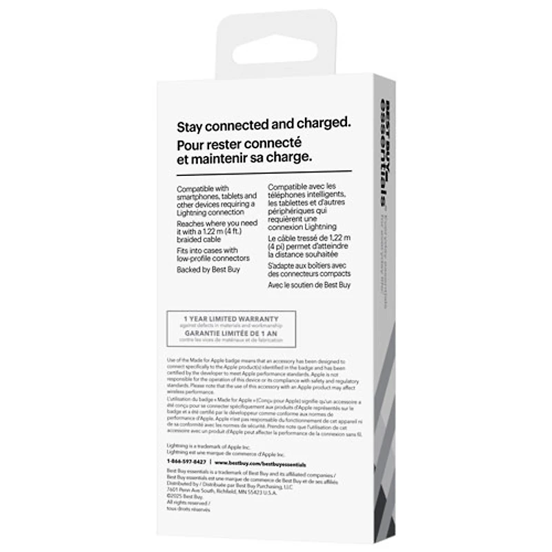 Câble tissé USB-A à Lightning de 1,2 m (3,9 pi) de Best Buy Essentials (BE-MCA4ALW-C) - Exclusivité Best Buy