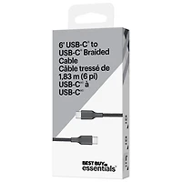 Câble tissé USB-C de 1,8 m (5,9 pi) de Best Buy Essentials (BE-MCA6CCB-C) - Noir - Exclusivité Best Buy