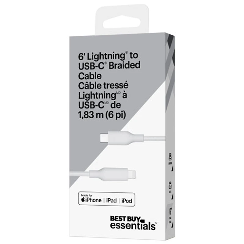 Câble tissé USB-C à Lightning de 1,8 m (5,9 pi) de Best Buy Essentials (BE-MCA6CLW-C) - Exclusivité Best Buy