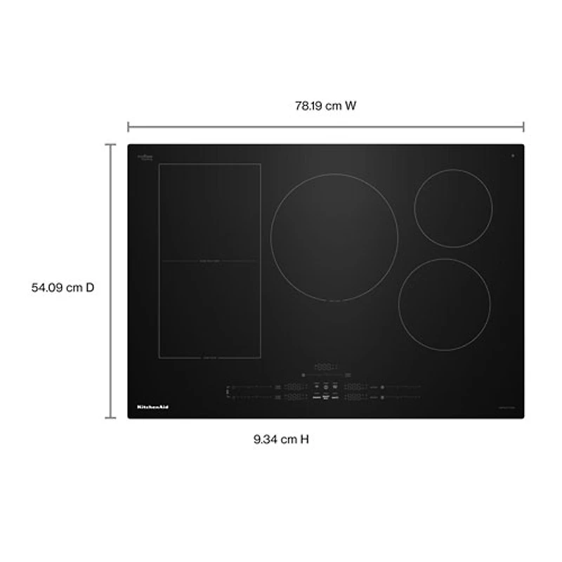 Surface de cuisson à induction Temp Cook à 5 éléments de 30 po de KitchenAid (KCIT730SBL) - Noir
