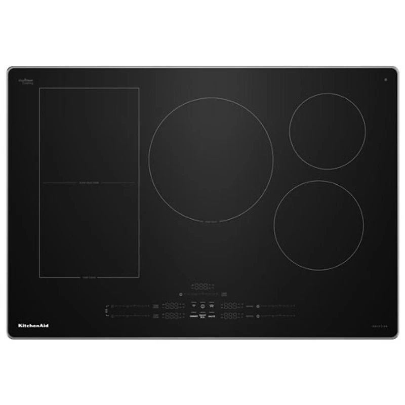 KitchenAid 30" 5-Element Temp Cook Induction Cooktop (KCIT730SSS) - Black Glass/Stainless Steel