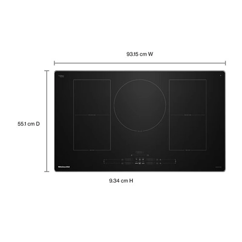 KitchenAid 36" 5-Element Temp Cook Induction Cooktop (KCIT736SSS) - Black Glass/Stainless Steel
