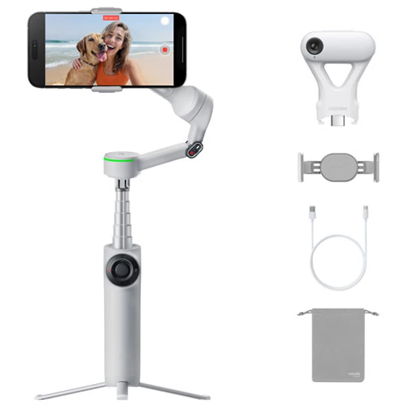 Ensemble avec stabilisateur à cardan Flow 2 Pro d'Insta360 (CINSABQB_FLOW226) - Gris