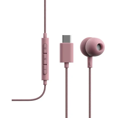 Écouteurs boutons avec fil essentiels V3 de Sudio Audio - Rose