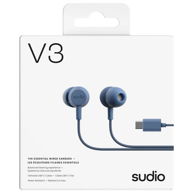 Sudio Audio V3 In-Ear Essential Wired Earbuds - Blue