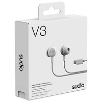 Sudio Audio V3 In-Ear Essential Wired Earbuds - White