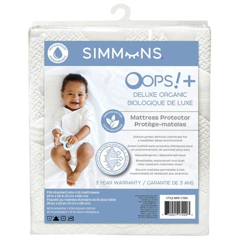 Protège-matelas pour lit de bébé Biologique de luxe Oops de Simmons