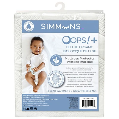 Protège-matelas pour lit de bébé Biologique de luxe Oops de Simmons