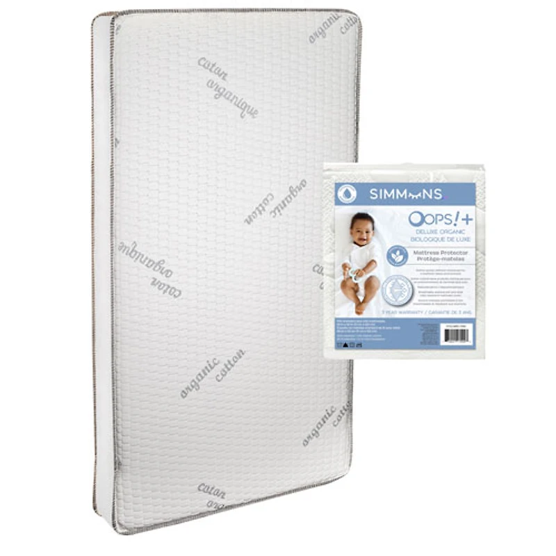 Matelas pour lit de bébé antibactérien et perméable à l'air avec protège-matelas Organic Bliss de Simmons