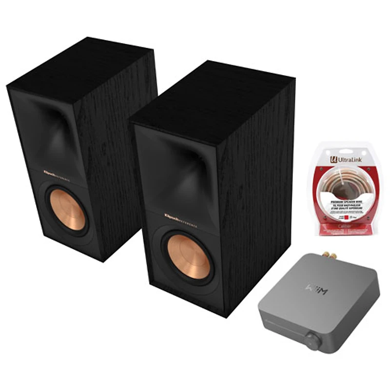 Klipsch R60M 340-Watt Bookshelf Dual Speakers with WiiM Amp Streaming Kit - Black