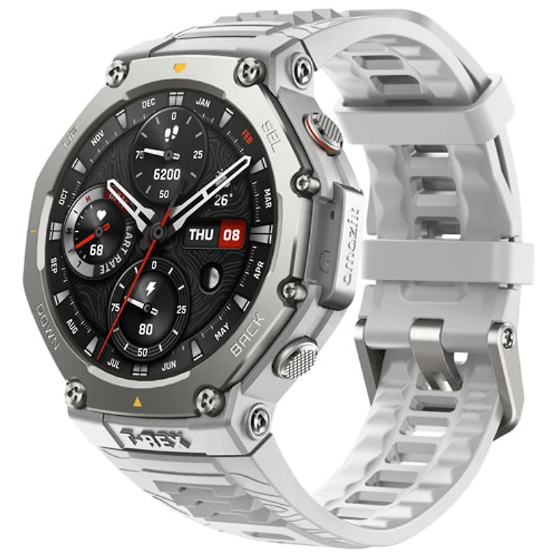Montre intelligente T-Rex 3 de 38 mm d'Amazfit avec moniteur de fréquence cardiaque - Gris