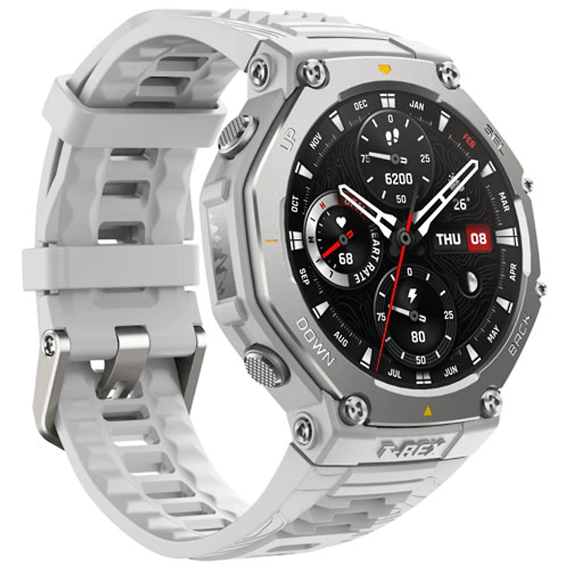 Montre intelligente T-Rex 3 de 38 mm d'Amazfit avec moniteur de fréquence cardiaque - Gris