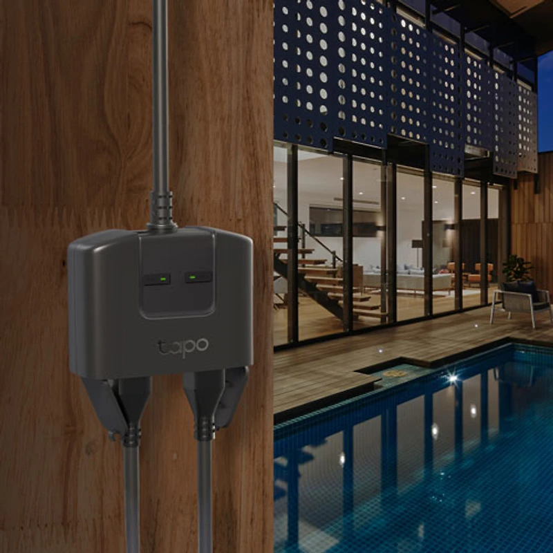 Prise intelligente Wi-Fi extérieure à 2 prises Tapo de TP-Link - Noir