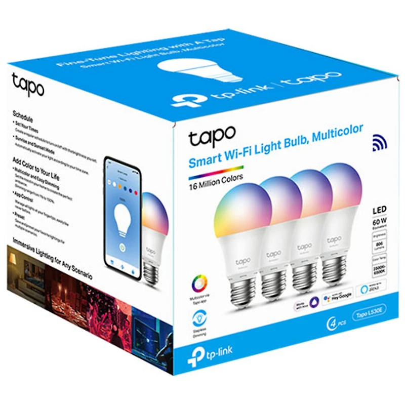 TP-Link Tapo Multicolor Smart Wi-Fi Light LED Bulb - 4 Pack