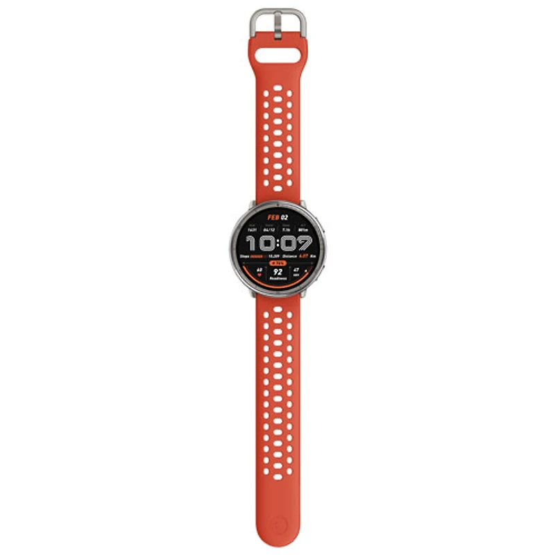 Montre intelligente Active 2 de 44 mm d'Amazfit avec moniteur de fréquence cardiaque - Rouge
