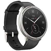 Amazfit Active 2 44mm Smartwatch with Leather Band & Heart Rate Monitor - Black