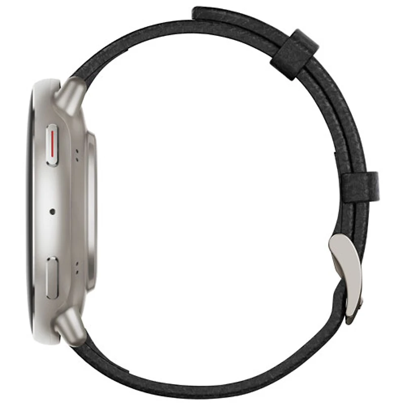 Montre intelligente Active 2 de 44 mm d'Amazfit avec bracelet de cuir et moniteur de fréquence cardiaque - Noir