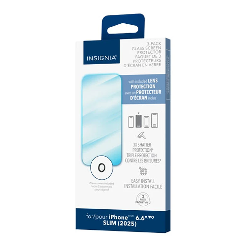 Insignia Glass Screen Protector with Camera Lens Protectors for iPhone Air - 3 Pack - Only at Best Buy