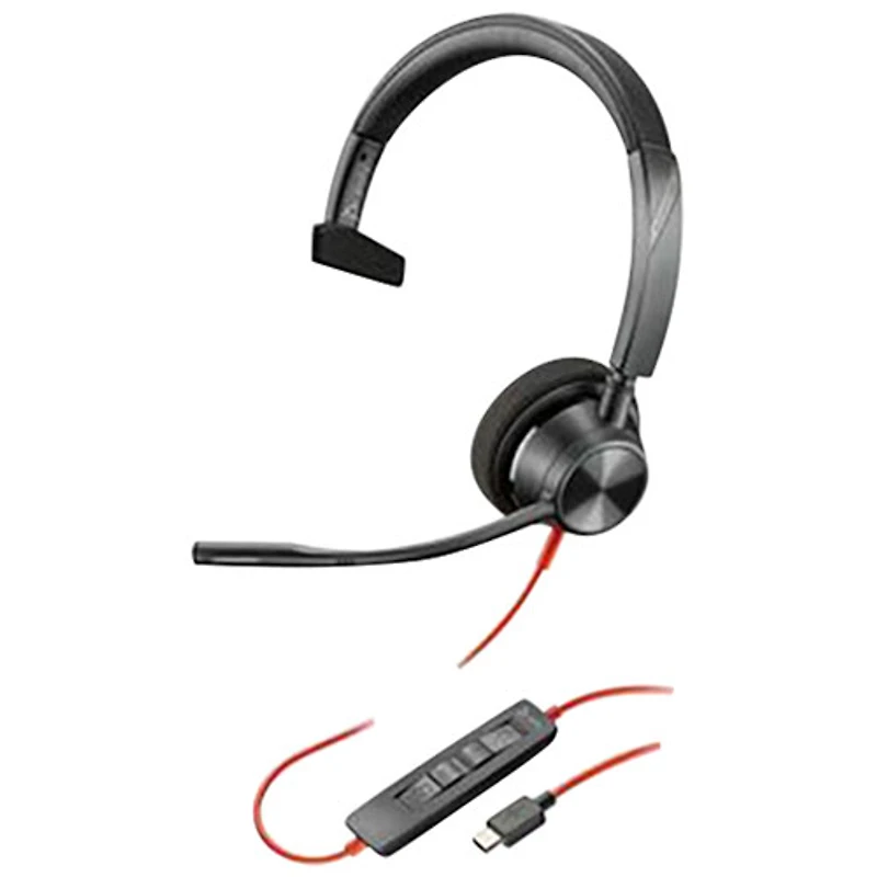HP Poly Blackwire 3200 On-Ear Noise Cancelling Headset - Black