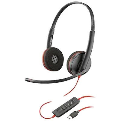 HP Blackwire 3200 On-Ear Noise Cancelling Wired Headset - Black