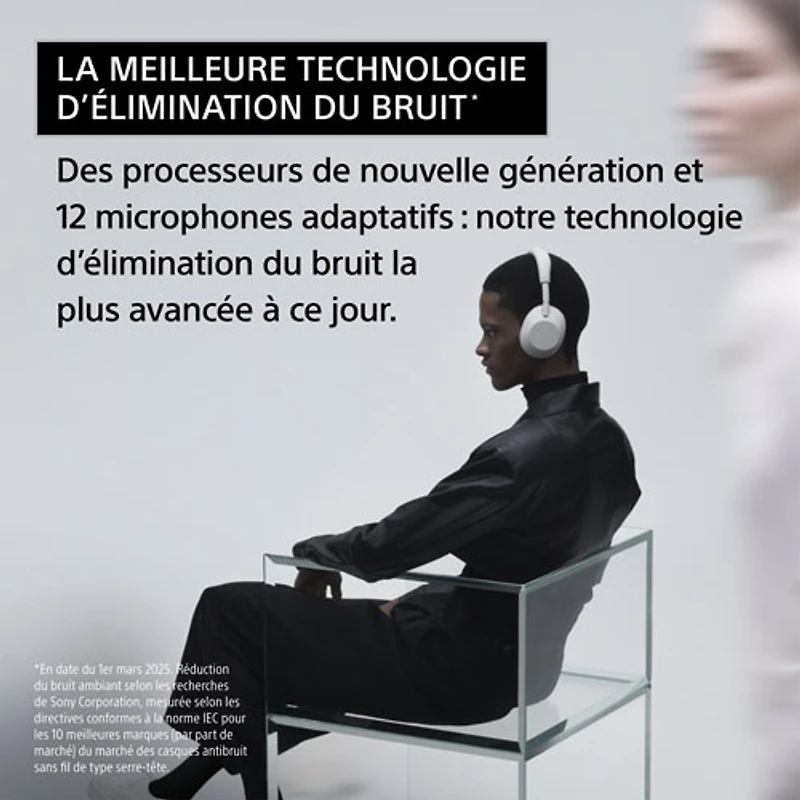 Casque d'écoute Bluetooth à suppression du bruit WH-1000XM6 de Sony - Argenté