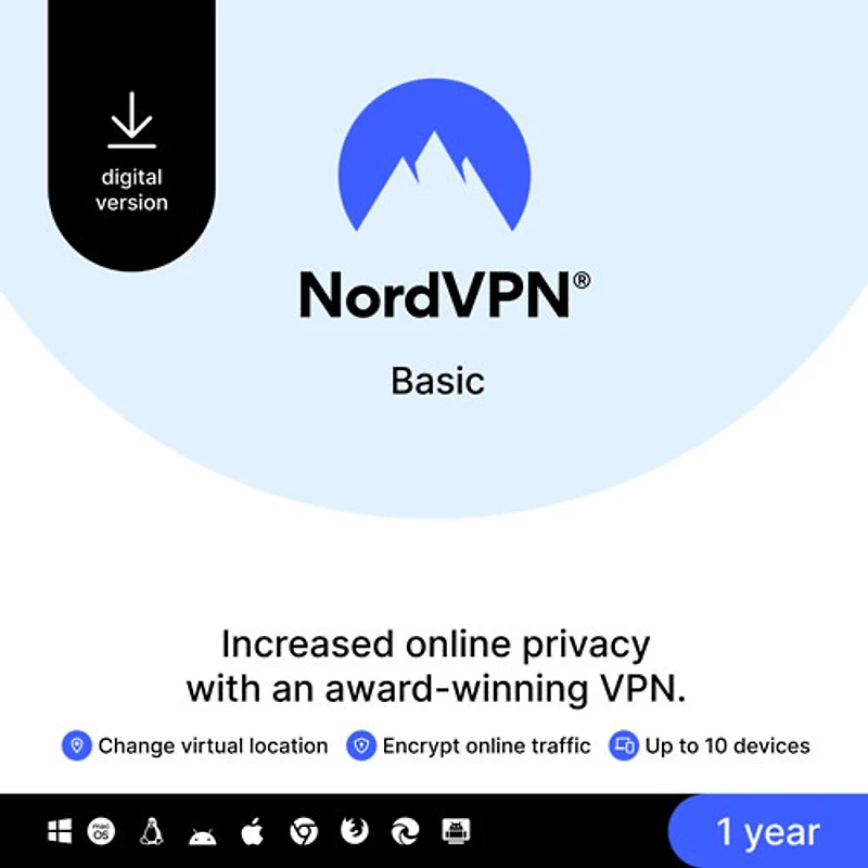 NordVPN Basic (PC/Mac) - 10 Devices - 1 Year