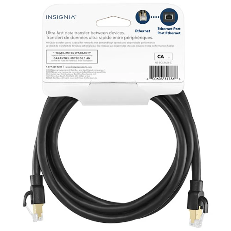 Câble Ethernet Cat8 de 1,8 m (6 pi) d'Insignia - Noir - Exclusivité de Best Buy