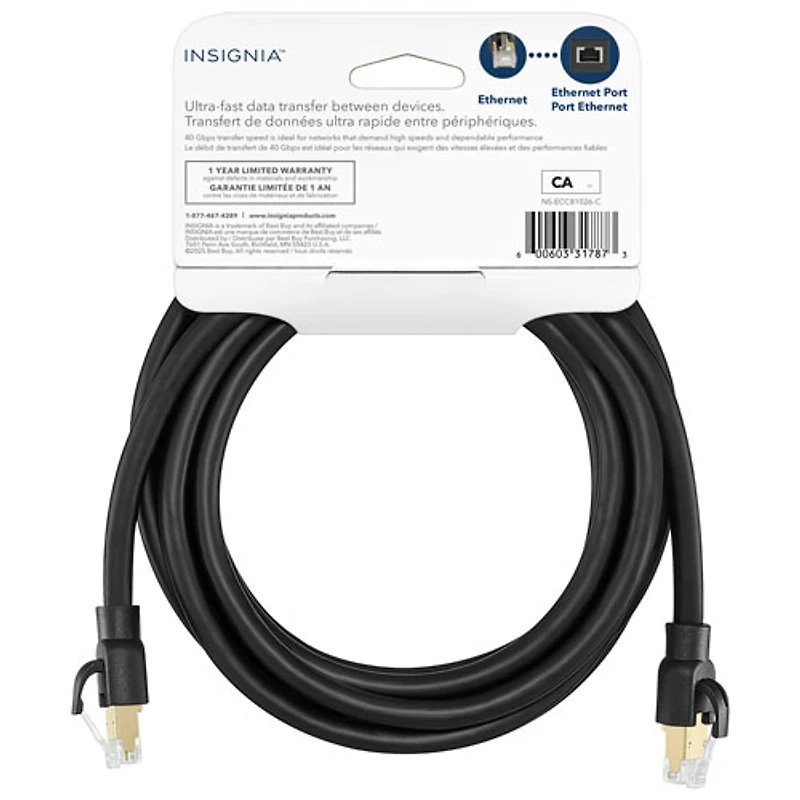 Câble Ethernet Cat8 de 3 m (10 pi) d'Insignia - Noir - Exclusivité de Best Buy