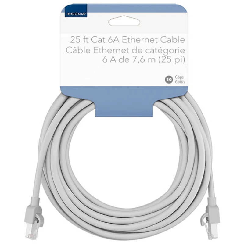 Insignia 7.6m (25 ft.) Cat 6A Ethernet Cable - Grey - Only at Best Buy