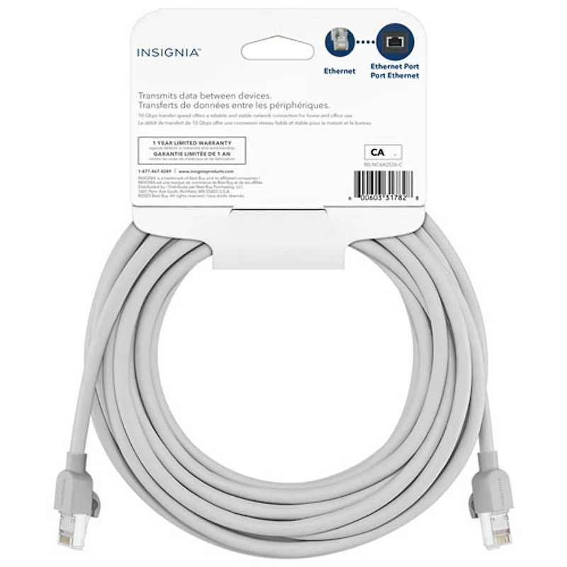 Câble Ethernet Cat 6A de 7,6 m (25 pi) d'Insignia - Gris - Exclusivité de Best Buy