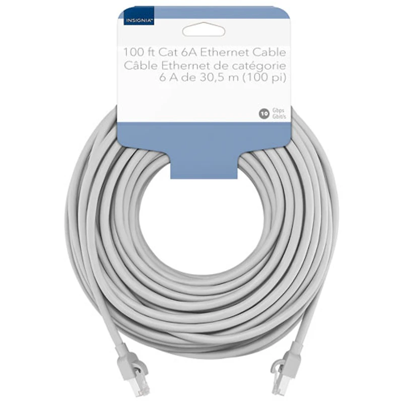 Câble Ethernet Cat 6A de 30 m (100 pi) d'Insignia - Gris - Exclusivité de Best Buy