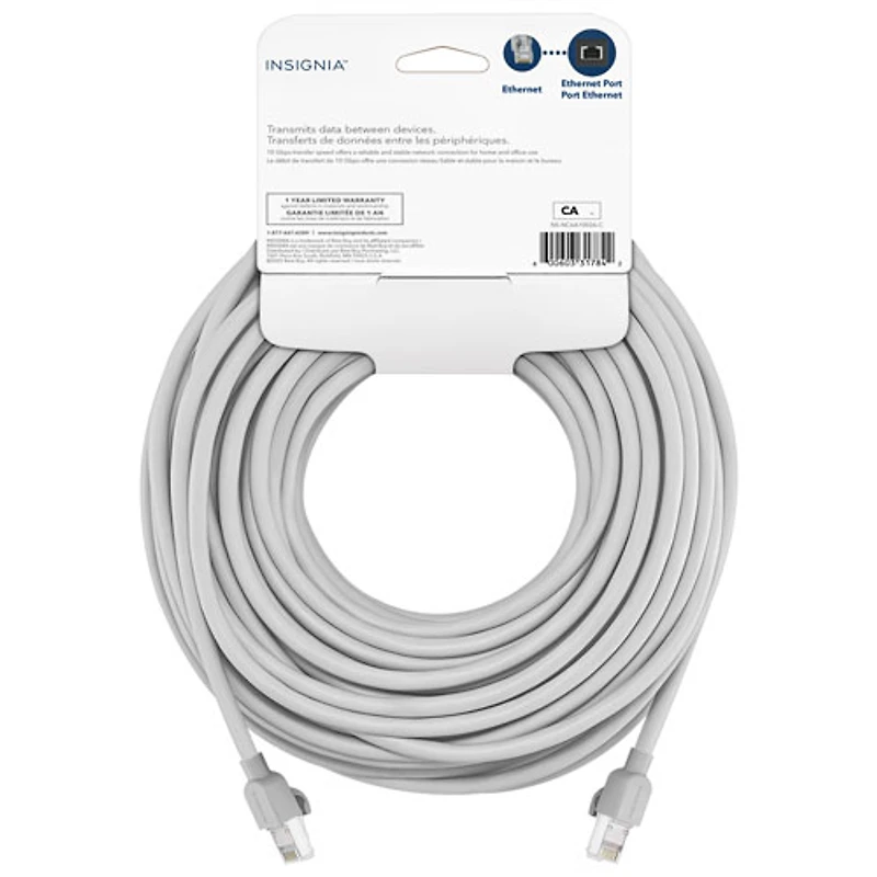 Câble Ethernet Cat 6A de 30 m (100 pi) d'Insignia - Gris - Exclusivité de Best Buy