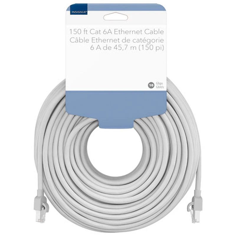 Insignia 45.72m (150 ft.) Cat 6A Ethernet Cable - Grey - Only at Best Buy