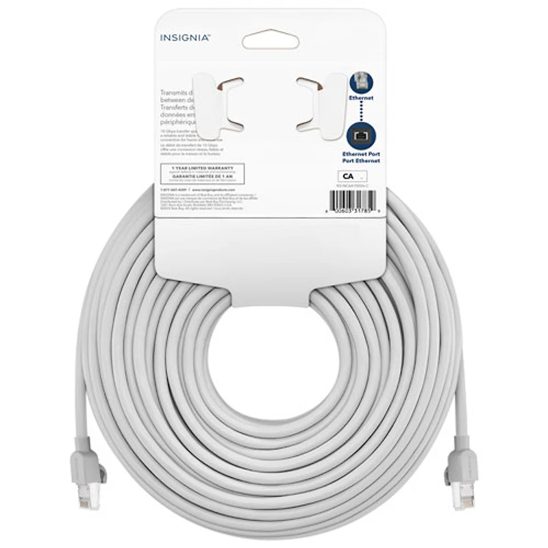 Insignia 45.72m (150 ft.) Cat 6A Ethernet Cable - Grey - Only at Best Buy