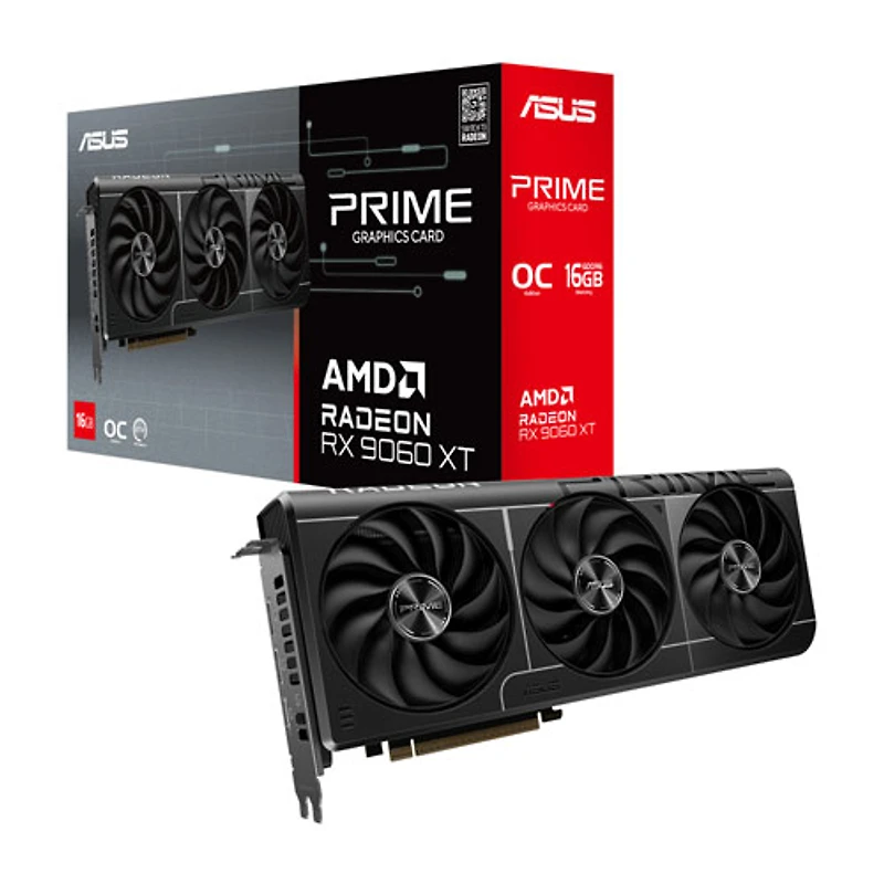Carte graphique Prime Radeon RX 9060 XT OC 16 Go GDDR6 d'ASUS