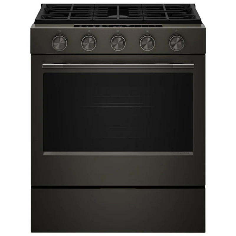 Cuisinière à gaz encastrable à 5 brûleurs avec convection véritable et friture à air chaud 5 pi³ 30 po de KitchenAid (KSGS530SBE) - Fonte noire