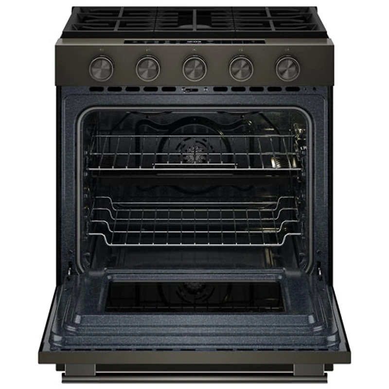 Cuisinière à gaz encastrable à 5 brûleurs avec convection véritable et friture à air chaud 5 pi³ 30 po de KitchenAid (KSGS530SBE) - Fonte noire