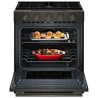 Cuisinière à gaz encastrable à 5 brûleurs avec convection véritable et friture à air chaud 5 pi³ 30 po de KitchenAid (KSGS530SBE) - Fonte noire