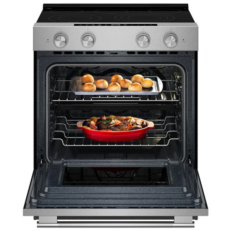 KitchenAid 30" 5.3 Cu Ft True Convection Slide-In Electric Air Fry Range (YKSES530SPS) -Fingerprint Resistant Stainless