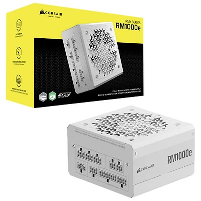 Corsair RM1000e 1000-Watt ATX 3.1 Fully Modular Power Supply - White