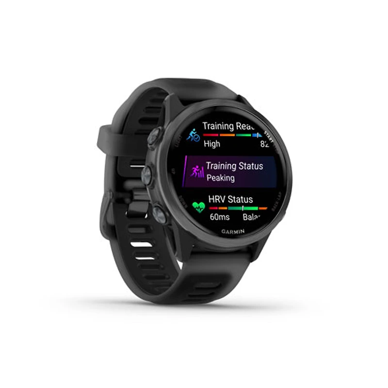 Montre intelligente Bluetooth de 42 mm Forerunner 570 de Garmin pour la course - Noir translucide/Noir