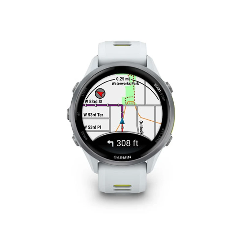 Montre intelligente Bluetooth de 47 mm Forerunner 970 de Garmin pour la course - Blanc/Jaune vif translucide