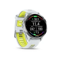 Montre intelligente Bluetooth de 47 mm Forerunner 970 de Garmin pour la course - Blanc/Jaune vif translucide