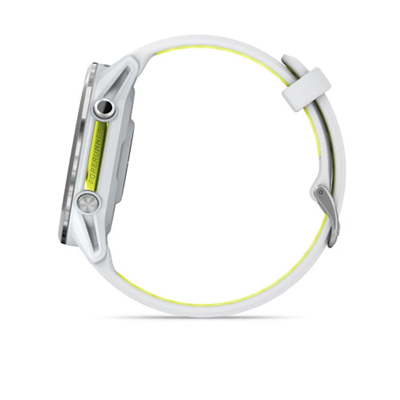 Montre intelligente Bluetooth de 47 mm Forerunner 970 de Garmin pour la course - Blanc/Jaune vif translucide