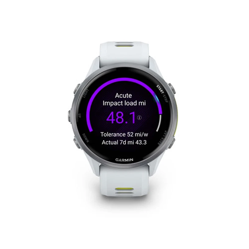 Montre intelligente Bluetooth de 47 mm Forerunner 970 de Garmin pour la course - Blanc/Jaune vif translucide